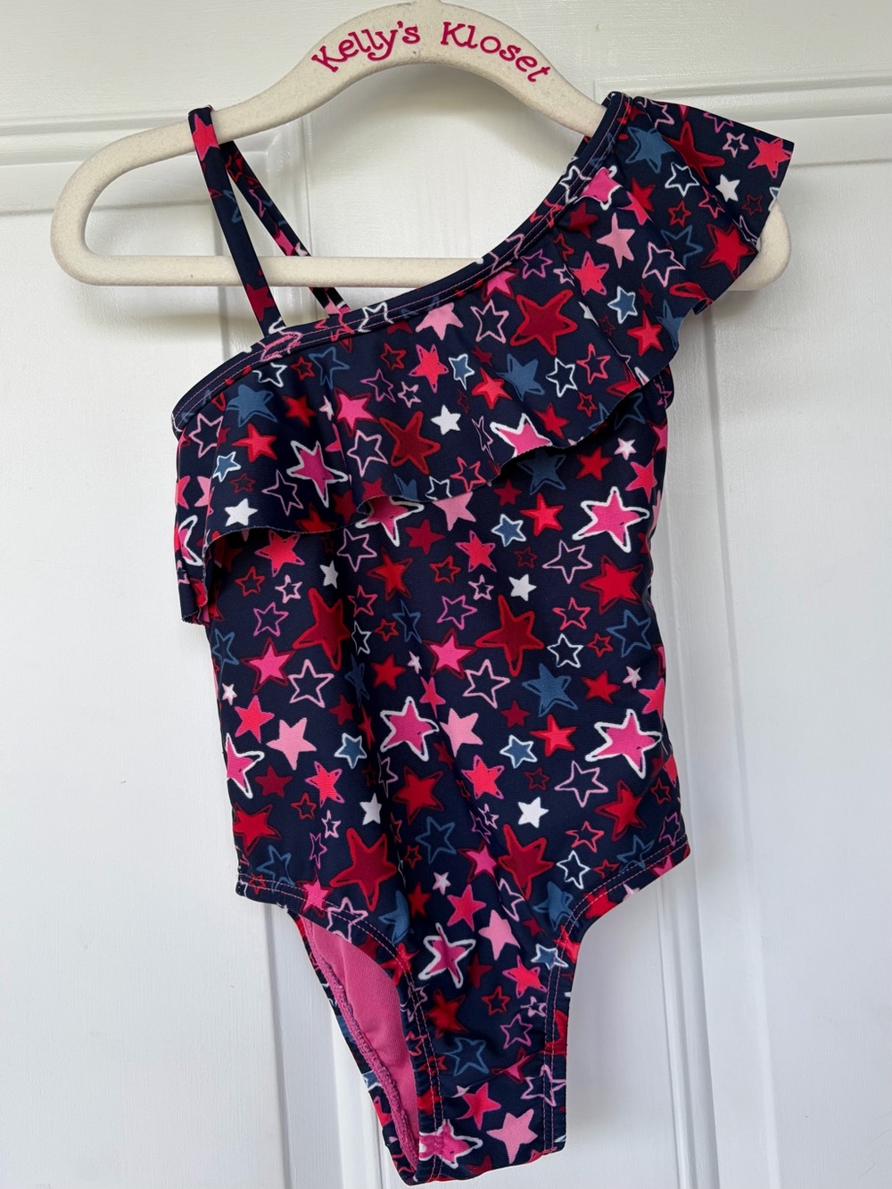 •GAP• Girls One Shoulder Ruffle Star Print Swimsuit - Size 3T